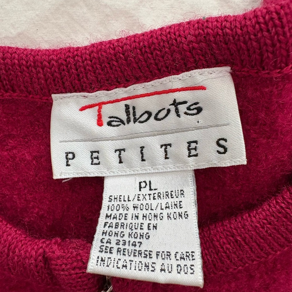 Talbots Raspberry Red 100% Wool Cardigan Jacket - Picture 2 of 7